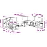  Set vanjskih sofa 9 kom. Prirodna i antracit Smeđa 304 x 190,5 x 73 cm | shoptok.hr