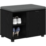  Klupa za hodnik s jastukom s policom Crni Hrast 60 x 38 x 46 cm | shoptok.hr