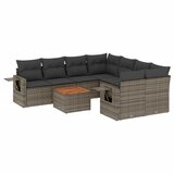 Maison Chic Seti vrtnega pohištva - Vrtna garnitura - Vrtni pohištvo set 9-delna z blazinami siv poli ratan, (21805195) | Shoptok.si