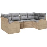  Sjedeća garnitura za vrt 6 kom. Bež i svijetlo siva poliratan 234 x 124 x 85 cm | Shoptok.si