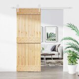  Klizna vrata Prirodna i bijela 80 x 210 cm Čvrsta borovina | shoptok.hr