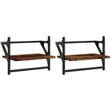 Maison Chic 2 kosi Stenske Police - Viseče police s prečkami dimljen hrast 40x25x30 cm, (21793453) Cene