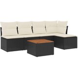 vidaXL 6-dijelni set vrtnih sofa s jastucima crni od poliratana | shoptok.hr