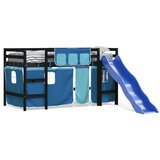  The Living Store Otroški pograd z zavesami modra 80x200 cm trdna borovina - Otroški Pograd, (21452268) | Shoptok.si