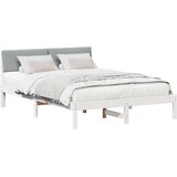  Okvir kreveta s uzglavljem Bijela i svijetlosiva 135 x 190 cm | shoptok.hr