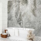  Foto tapeta - Light and shadow - grey and white composition with floral motif and pattern 100x70 | shoptok.hr