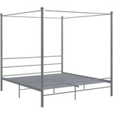  Posteljni okvir z ogrodjem za baldahin siv kovinski 200x200 cm | Shoptok.si