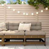 The Living Store Sredinski kavč z blazinami 2 kosa medeno rjav trdna borovina - Sredinski Kavč, (21494568) | Shoptok.si