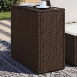 vidaXL Vrtna miza z leseno mizno ploščo rjava 58x27,5x55 cm poli ratan | Shoptok.si