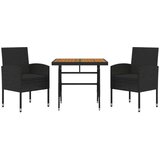  3-dijelni vrtni blagovaonski set od poliratana crni | shoptok.hr