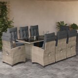  The Living Store Vrtna jedilna garnitura 9-delna z blazinami sv. siv poli ratan - Vrtna Jedilna Garnitura, (21440697) | Shoptok.si