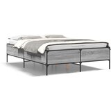 vidaXL Posteljni okvir siva sonoma 120x190 cm inženirski les in kovina, (21128598) | Shoptok.si