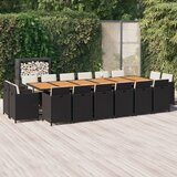 vidaXL 17-dijelni vrtni blagovaonski set s jastucima poliratan crni | shoptok.hr