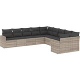 Maison Chic Seti vrtnega pohištva - Vrtna garnitura - Vrtni pohištvo set 10-delna z blazinami sv. siv poli ratan, (21818132) | Shoptok.si