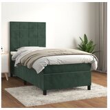 vidaXL Box spring krevet s madracem tamnozeleni 100x200 cm baršunasti Cijene