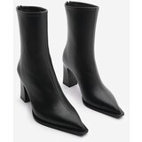 Marjin Women's Heeled Boots Pointed Toe Zipper At The Back Thick Heels Kikas Black. | Shoptok.si