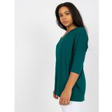 Fashion Hunters Dark green smooth viscose plus size blouse Cene