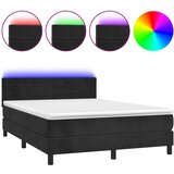 vidaXL Box spring postelja z vzmetnico LED črna 140x190 cm žamet, (20790998) Cene