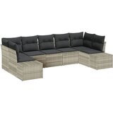 vidaXL Set od 7 komada Vrtni kauč s jastucima Svjetlosiva Poli Ratan | shoptok.hr