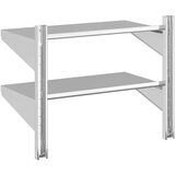 vidaXL Zidna polica s 2 razine 75x40x60 cm srebrna nehrđajući čelik | shoptok.hr