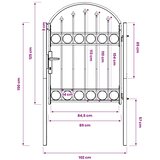  Vrata za ogradu ASSEN s lučnim vrhom čelik 102x125 cm crna | shoptok.hr