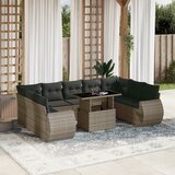 Maison Chic Seti vrtnega pohištva - Vrtna garnitura - Vrtni pohištvo set 10-delna z blazinami siv poli ratan, (21815113) | Shoptok.si