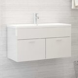 vidaXL Omarica za umivalnik visok sijaj bela 90x38,5x46 cm iverna pl., (20579999) Cene