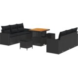vidaXL 9-delni vrtni kavč set z blazinami črnega poly ratana, 3-delni vrtni jedilni set z blazinami črnega poly ratana | Shoptok.si
