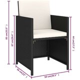  Zunanja jedilna garnitura z blazinami 6-delna poli ratan črna, (20681047) | Shoptok.si
