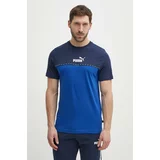 Puma Bombažna kratka majica moški, mornarsko modra barva