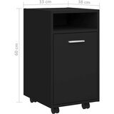 vidaXL Bočni ormarić s kotačima crni 33 x 38 x 60 cm od iverice | shoptok.hr