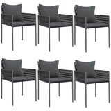  Vrtne stolice s jastucima 6 kom crne 54x61x83 cm od poliratana | shoptok.hr