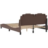  Okvir kreveta s LED svjetlima smeđi 120 x 200 cm umjetna koža | shoptok.hr