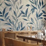  Foto tapeta - Leaves in Blue Colors Delicate Botanical Motif 150x105 Standard | shoptok.hr