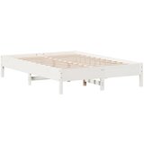  The Living Store Posteljni okvir brez vzmetnice bel 150x200 cm trdna borovina - Posteljni Okvir, (21446236) | Shoptok.si