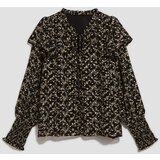 Marisse Patterned Shirt With A Tie At The Neckline, Black | Shoptok.si