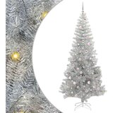 vidaXL Božično drevo med 300 LED z stojalom srebrna 240 cm PET | Shoptok.si