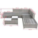  Vrtna garnitura z blazinami 6-delna poli ratan siva, (20598248) | Shoptok.si