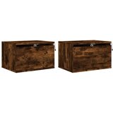 Maison Chic Stenski Dvo delni komplet Nočne omarice - Nočne mize z LED lučkami dimljen hrast, (21688463) Cene