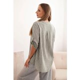 Kesi Włoski Women's cotton striped shirt with pocket khaki | shoptok.hr