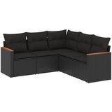 Maison Chic Seti vrtnega pohištva - Vrtna garnitura - Vrtni pohištvo set 5-delna z blazinami črn poli ratan, (21817498) | Shoptok.si