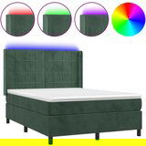 vidaXL box spring postelja z vzmetnico led tem. zelena 140x200cm žamet, (20902290) | Shoptok.si