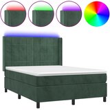 vidaXL box spring s madracem LED tamnozeleni 140x200 cm baršun - Tamnozelena 140 x 200 cm Blok s kvadratima | shoptok.hr