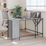 vidaXL Pisalna miza siva sonoma 141x141x75 cm inženirski les Cene