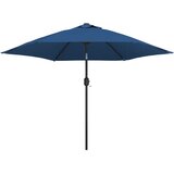  Vrtni suncobran s LED svjetlima i čeličnim stupom 300 cm azurni | Shoptok.si