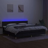  Box spring postelja z vzmetnico LED črna 200x200 cm blago, (20790059) | Shoptok.si