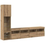 vidaXL TV zidna enota z LED lučmi 4 pcs Umetni hrast Konstruiran les, (5000132629) | Shoptok.si