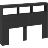 Ormarić za uzglavlje s LED svjetlima crni 140 x 17 x 102 cm | shoptok.hr