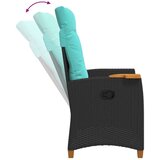  Fotelja za ležanje s pločom za čaj 62 x 64 x 112 cm poliratan - Crna i tirkizna | shoptok.hr