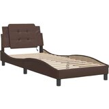  Okvir kreveta s LED svjetlima smeđi 90 x 200 cm od umjetne kože | shoptok.hr